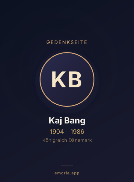 Gedenkportrait von Kaj Bang