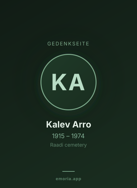 Gedenkportrait von Kalev Arro