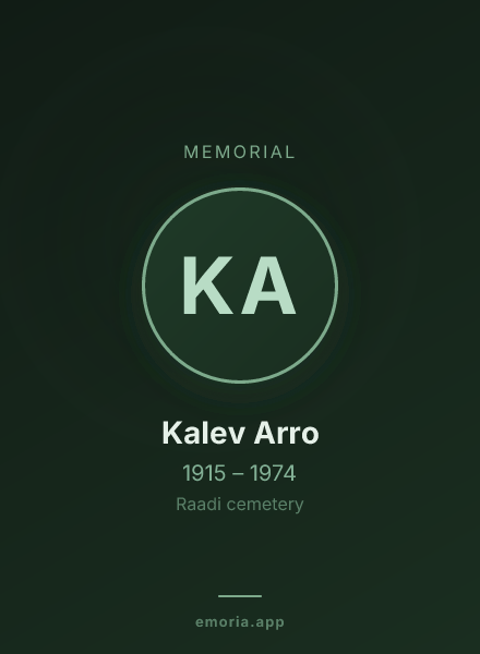 Memorial portrait of Kalev Arro