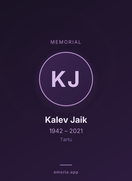 Memorial portrait of Kalev Jaik