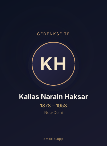 Gedenkportrait von Kalias Narain Haksar