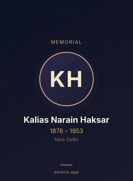 Memorial portrait of Kalias Narain Haksar
