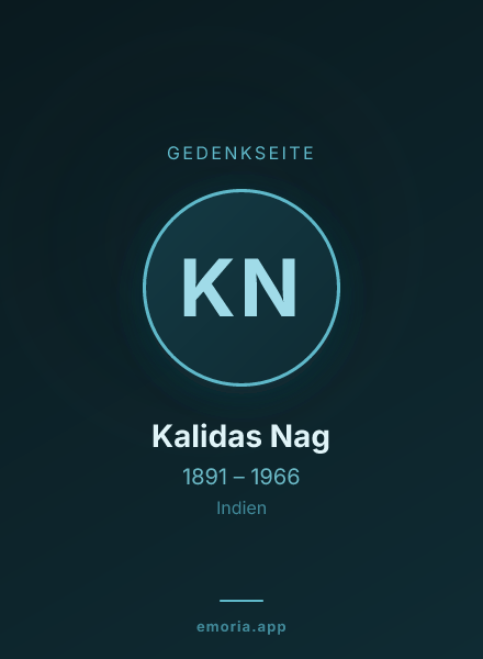 Gedenkportrait von Kalidas Nag