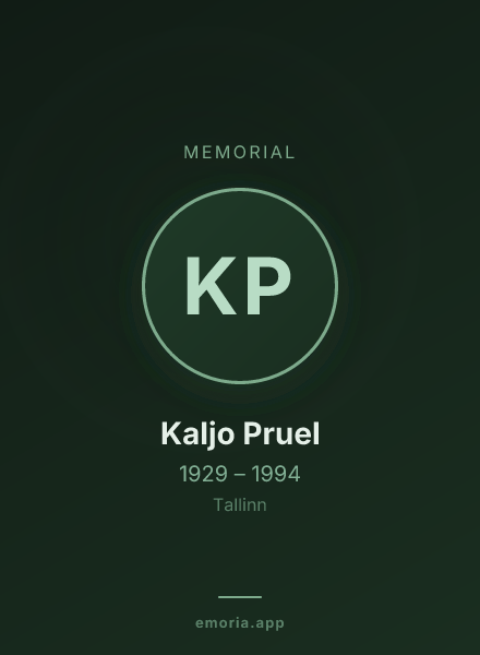 Memorial portrait of Kaljo Pruel