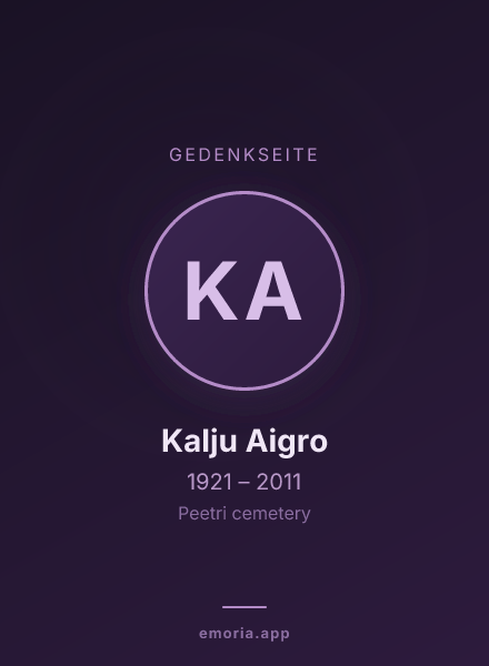 Gedenkportrait von Kalju Aigro