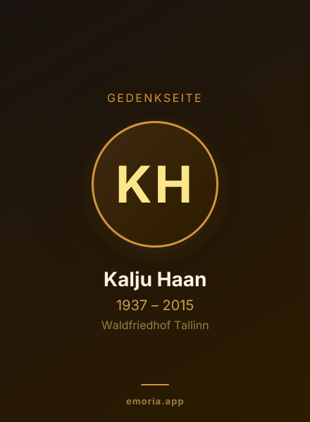 Gedenkportrait von Kalju Haan