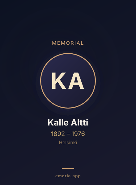 Memorial portrait of Kalle Altti