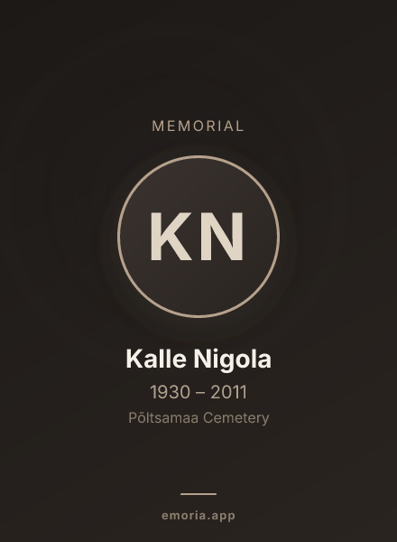 Memorial portrait of Kalle Nigola