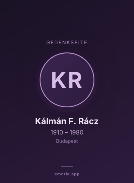 Gedenkportrait von Kálmán F. Rácz