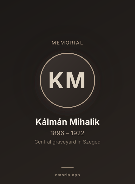 Memorial portrait of Kálmán Mihalik