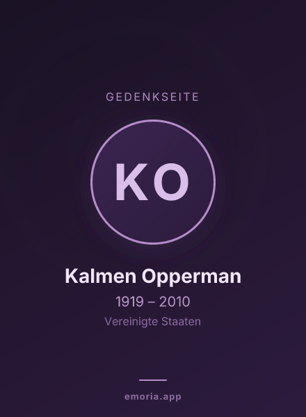 Gedenkportrait von Kalmen Opperman