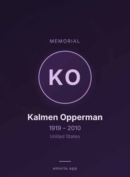 Memorial portrait of Kalmen Opperman