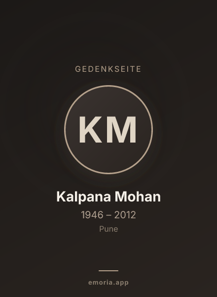 Gedenkportrait von Kalpana Mohan