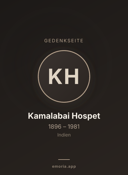 Gedenkportrait von Kamalabai Hospet