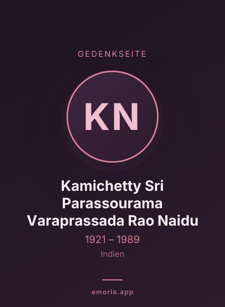 Gedenkportrait von Kamichetty Sri Parassourama Varaprassada Rao Naidu