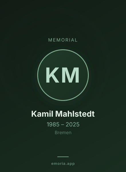 Memorial portrait of Kamil Mahlstedt