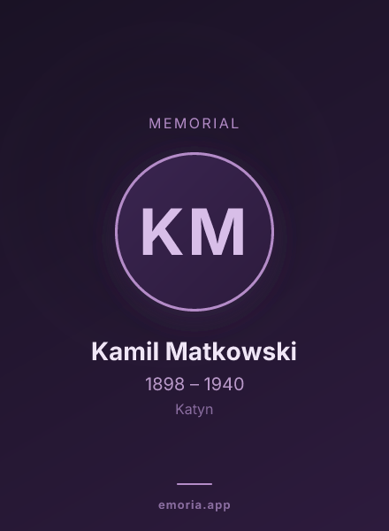 Memorial portrait of Kamil Matkowski