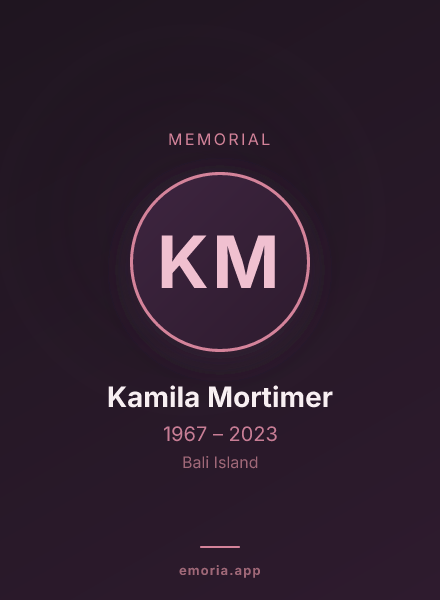 Memorial portrait of Kamila Mortimer