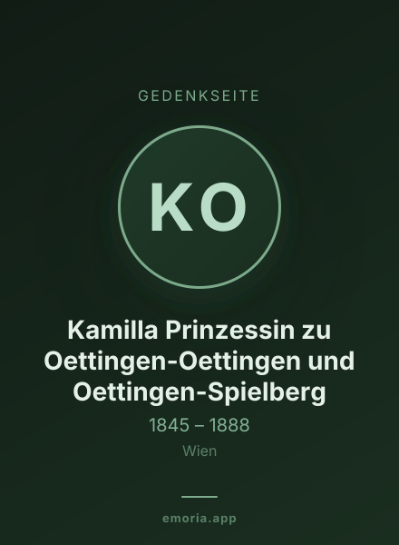 Gedenkportrait von Kamilla Prinzessin zu Oettingen-Oettingen und Oettingen-Spielberg