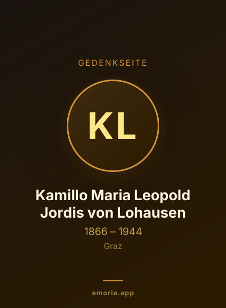 Gedenkportrait von Kamillo Maria Leopold Jordis von Lohausen