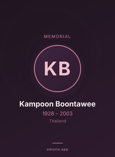 Memorial portrait of Kampoon Boontawee