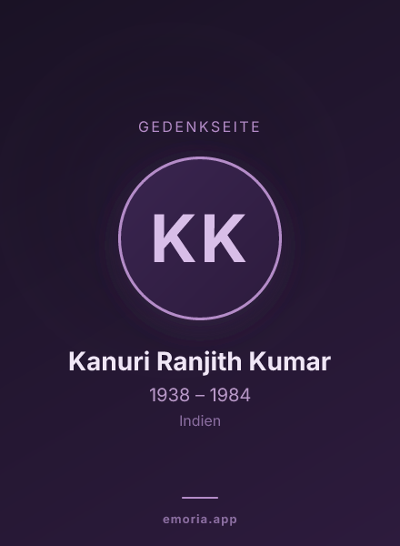 Gedenkportrait von Kanuri Ranjith Kumar