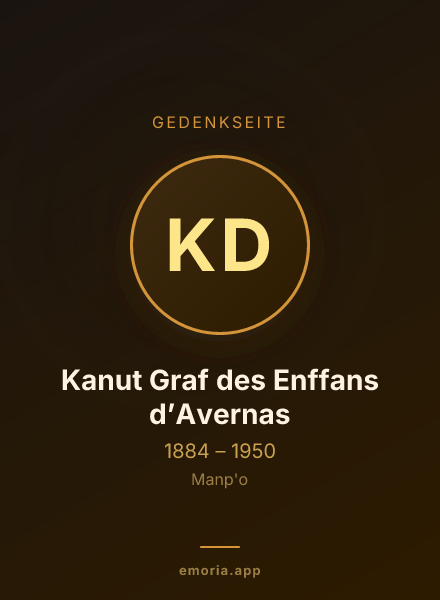 Gedenkportrait von Kanut Graf des Enffans d’Avernas