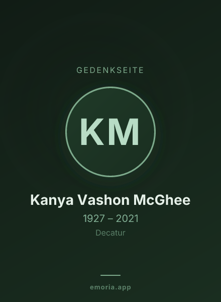 Gedenkportrait von Kanya Vashon McGhee