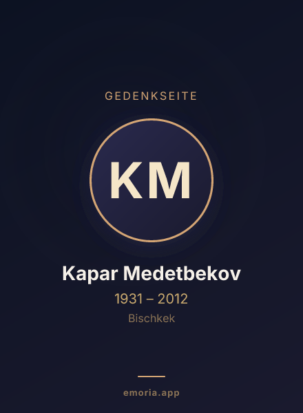 Gedenkportrait von Kapar Medetbekov