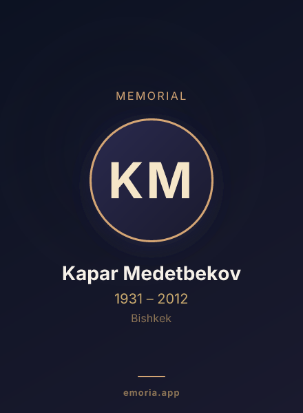 Memorial portrait of Kapar Medetbekov