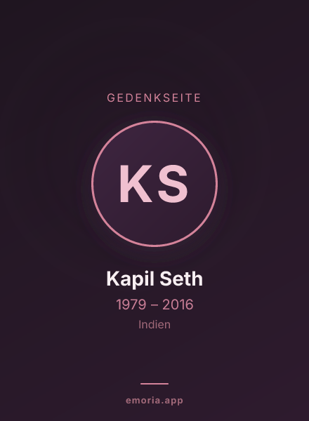 Gedenkportrait von Kapil Seth