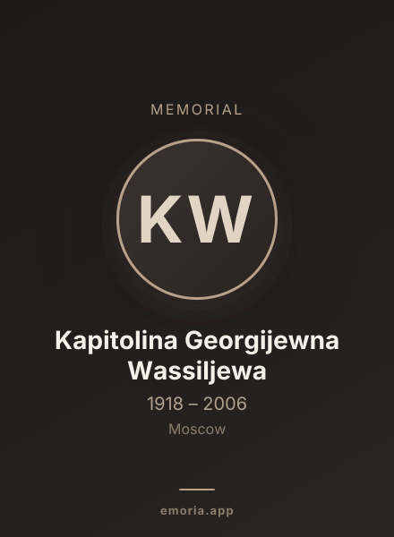 Memorial portrait of Kapitolina Georgijewna Wassiljewa