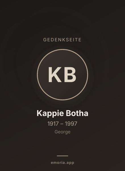 Gedenkportrait von Kappie Botha