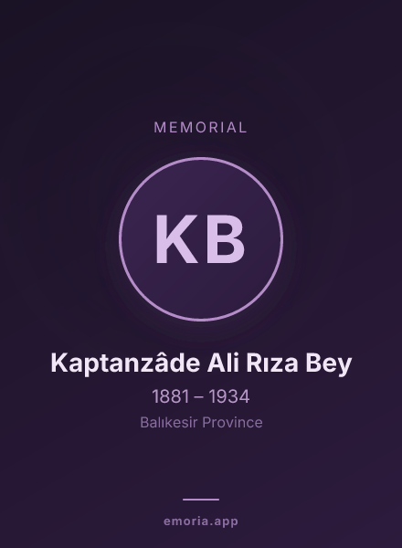 Memorial portrait of Kaptanzâde Ali Rıza Bey