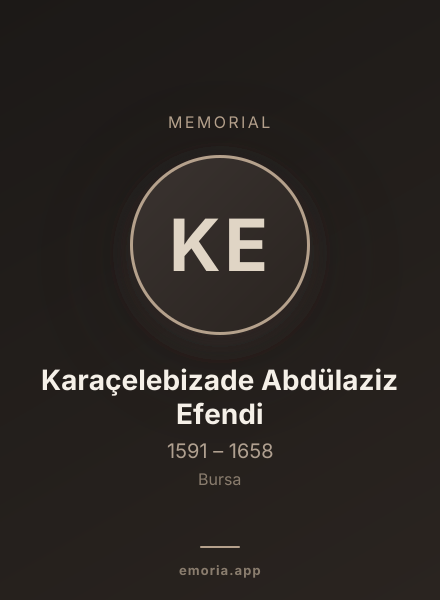 Memorial portrait of Karaçelebizade Abdülaziz Efendi
