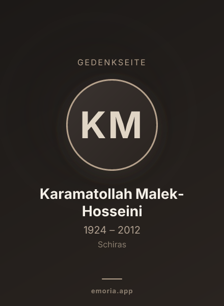 Gedenkportrait von Karamatollah Malek-Hosseini