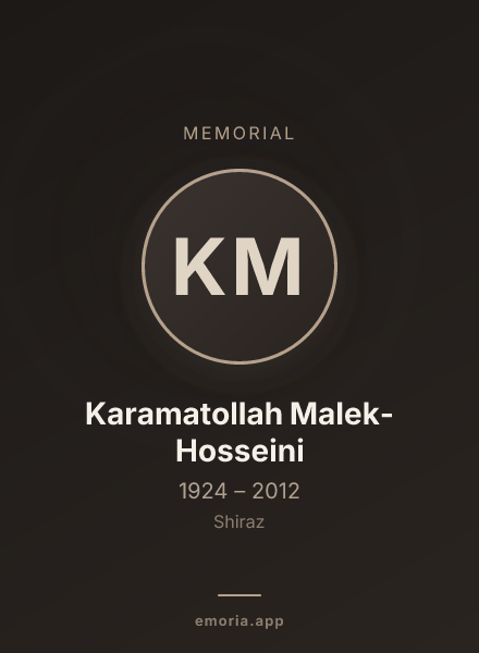 Memorial portrait of Karamatollah Malek-Hosseini