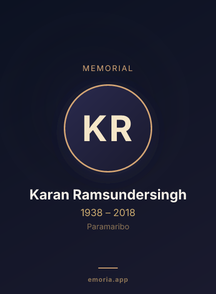Memorial portrait of Karan Ramsundersingh