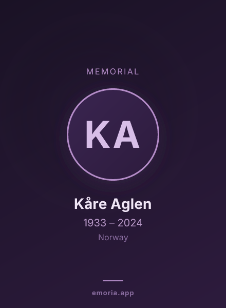 Memorial portrait of Kåre Aglen