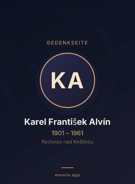 Gedenkportrait von Karel František Alvín