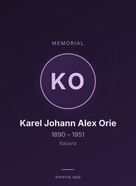 Memorial portrait of Karel Johann Alex Orie