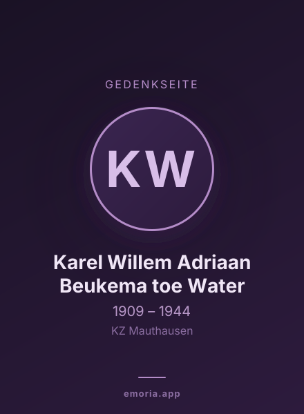 Gedenkportrait von Karel Willem Adriaan Beukema toe Water
