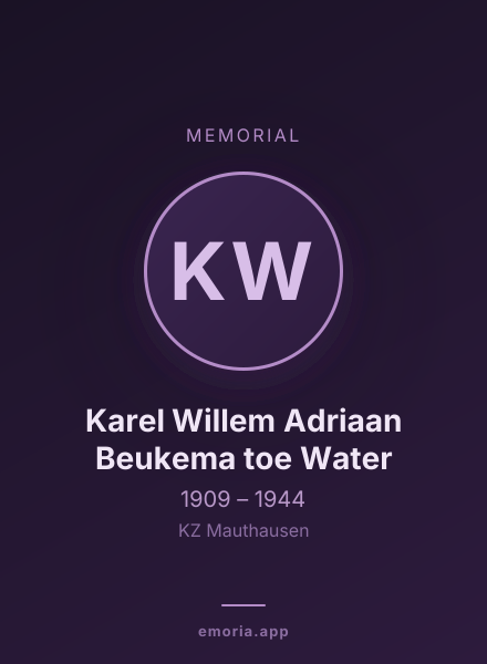 Memorial portrait of Karel Willem Adriaan Beukema toe Water