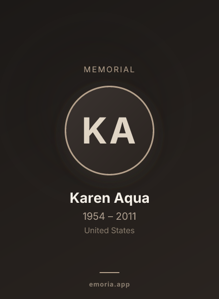 Memorial portrait of Karen Aqua