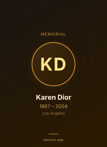 Memorial portrait of Karen Dior