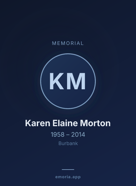 Memorial portrait of Karen Elaine Morton