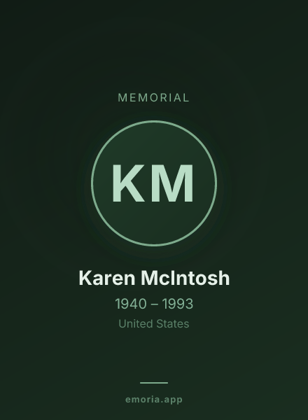 Memorial portrait of Karen McIntosh