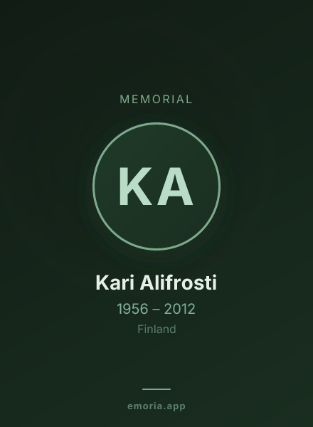 Memorial portrait of Kari Alifrosti