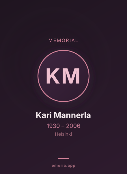Memorial portrait of Kari Mannerla