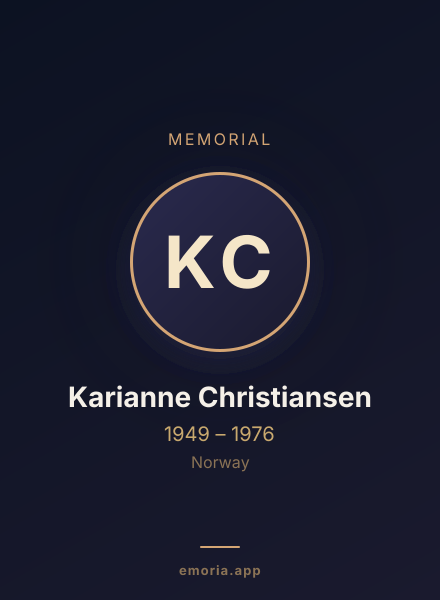 Memorial portrait of Karianne Christiansen
